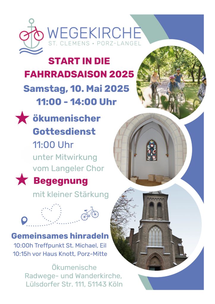 Start in de Fahrradsaison in der Wegekirche Porz